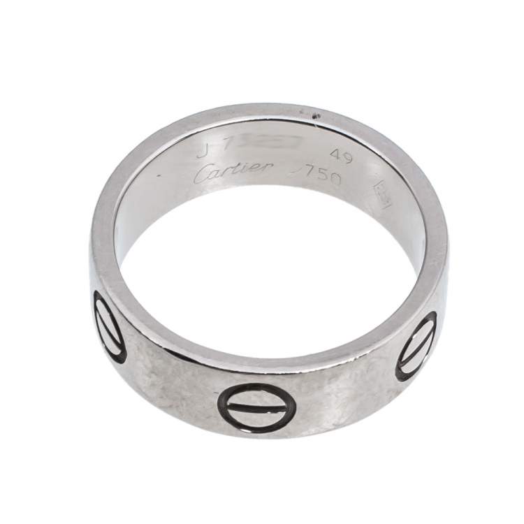 Pre Owned Cartier Love 18K White Gold Band Ring Size 49