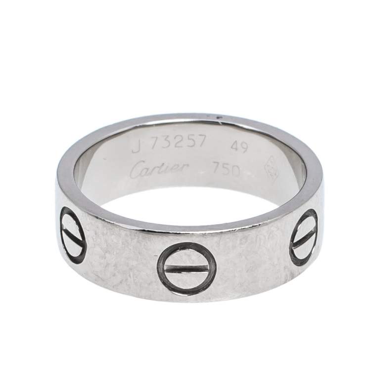 Pre Owned Cartier Love 18K White Gold Band Ring Size 49