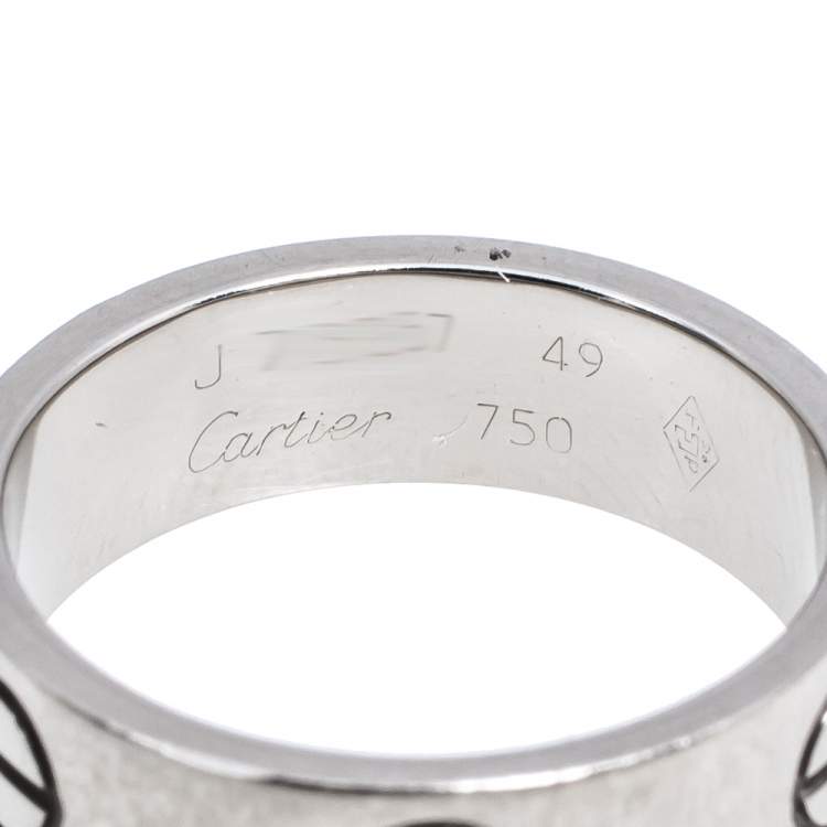 Pre Owned Cartier Love 18K White Gold Band Ring Size 49