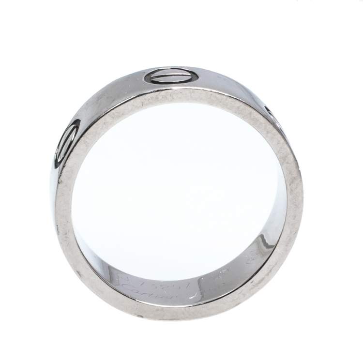 Pre Owned Cartier Love 18K White Gold Band Ring Size 49