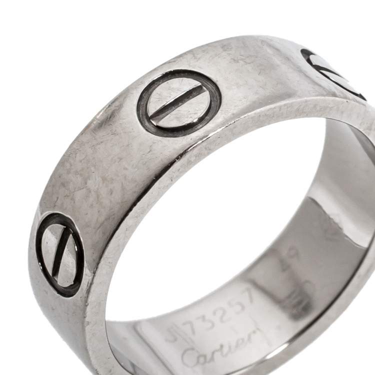 Pre Owned Cartier Love 18K White Gold Band Ring Size 49