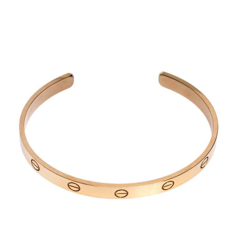Pre Owned Cartier Love 18K Rose Gold Open Cuff Bracelet 19