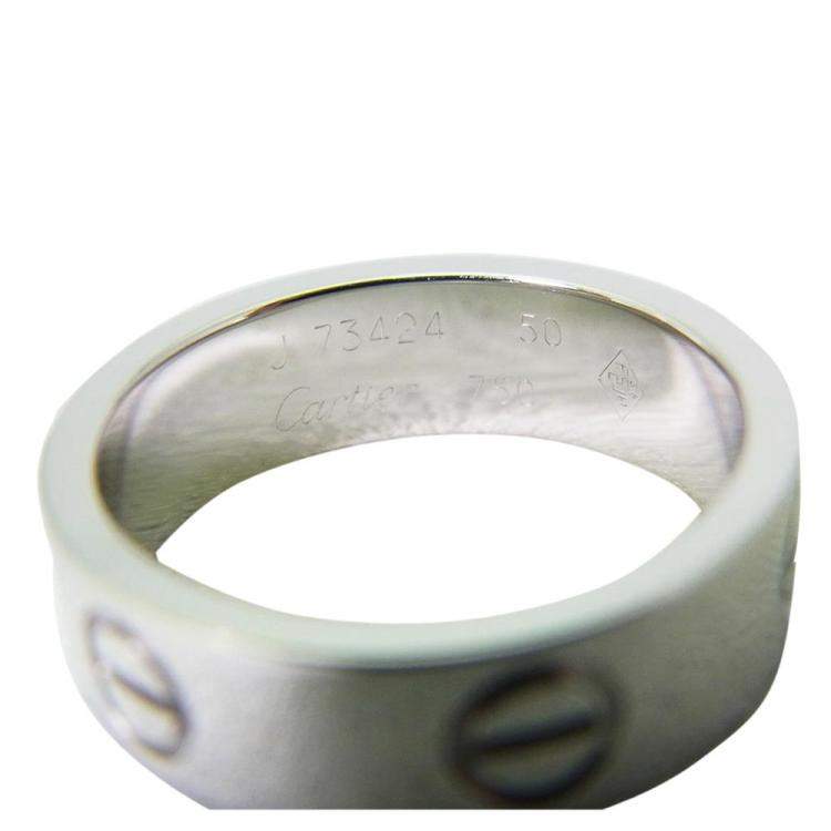 Pre Owned Cartier Love 18K White Gold Ring Size 50