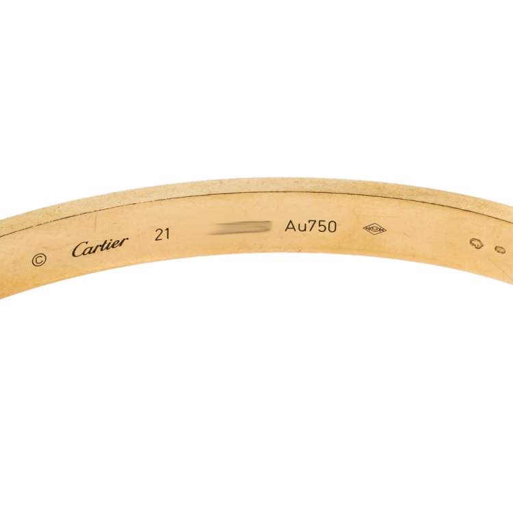 Pre Owned Cartier Love 18K Yellow Gold Bracelet 21