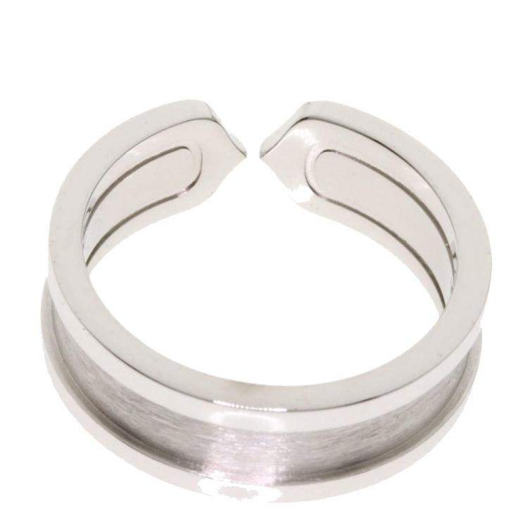 Pre Owned Cartier Double C de Cartier 18K White Gold Ring Size 53