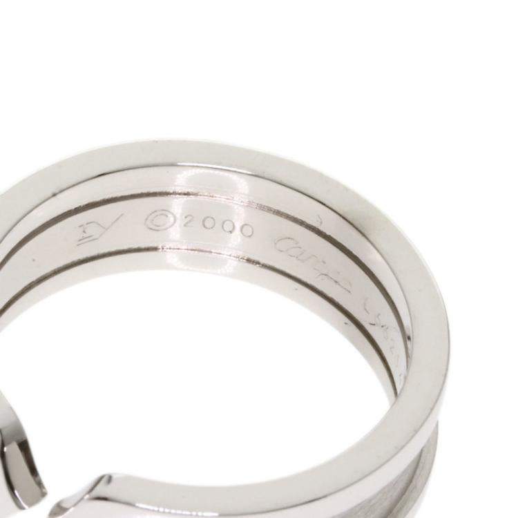 Pre Owned Cartier Double C de Cartier 18K White Gold Ring Size 53