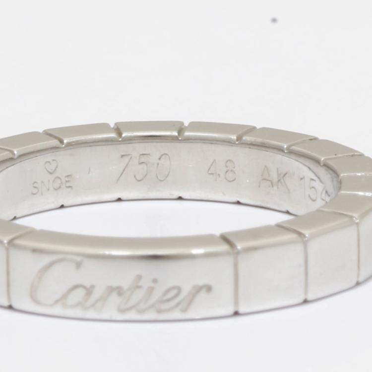 Pre Owned Cartier Lanieres 18K White Gold Ring Size 48
