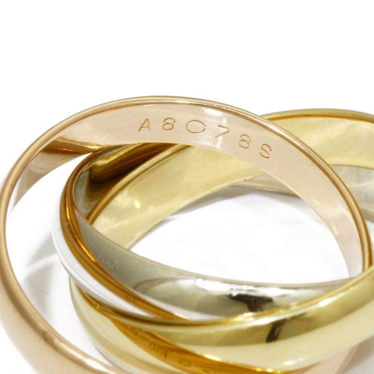 مملوكة مسبقًا Cartier Les Must de Cartier Trinity 18K Yellow Gold 18K Rose Gold 18K White Gold Ring Size 49