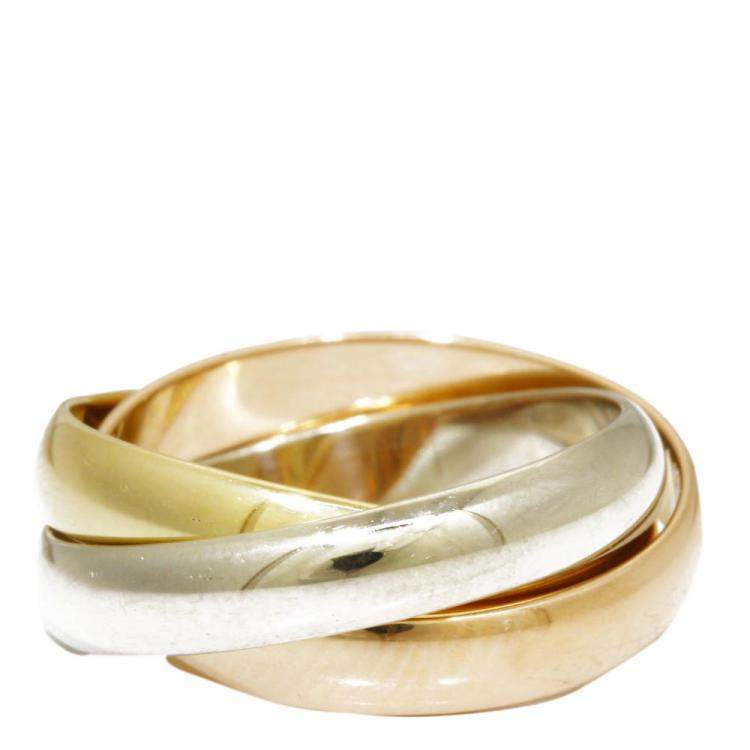 مملوكة مسبقًا Cartier Les Must de Cartier Trinity 18K Yellow Gold 18K Rose Gold 18K White Gold Ring Size 49