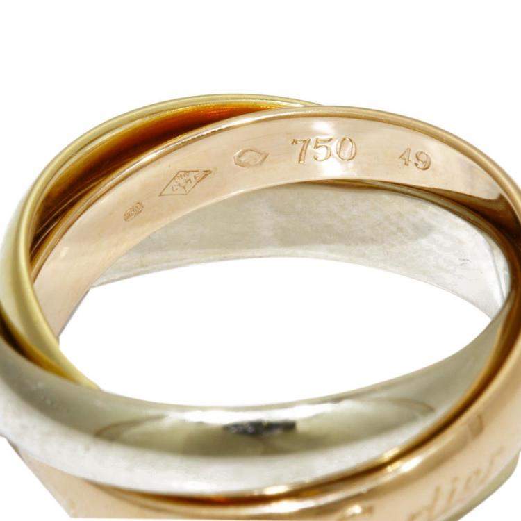 مملوكة مسبقًا Cartier Les Must de Cartier Trinity 18K Yellow Gold 18K Rose Gold 18K White Gold Ring Size 49