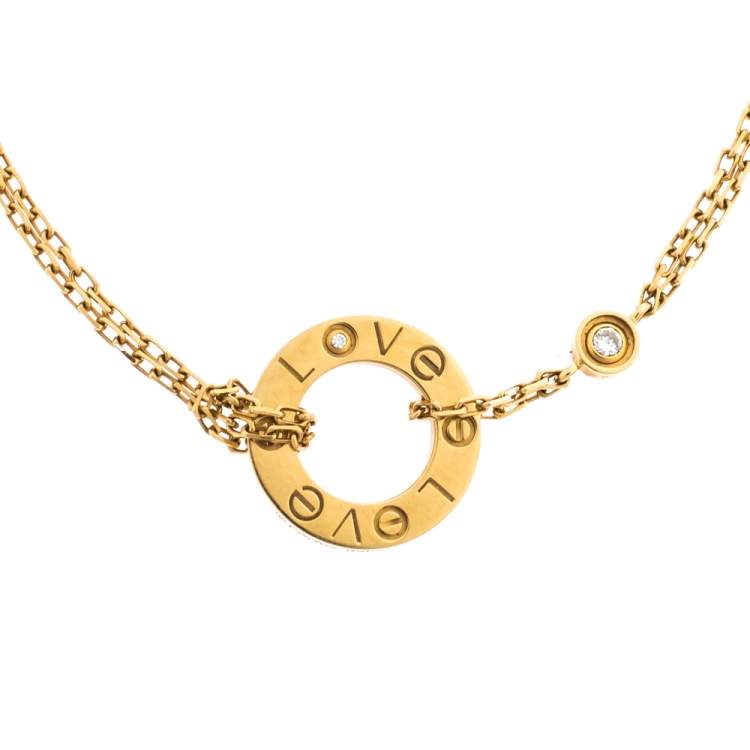 Pre Owned Cartier Love Diamond 18K Yellow Gold Chain Bracelet