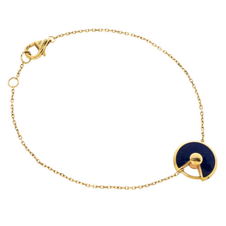 Pre Owned Cartier Amulette de Cartier Diamond & Lapis Lazuli Yellow Gold Bracelet