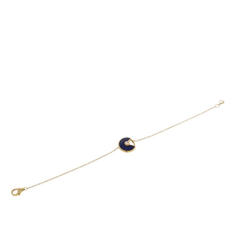 Pre Owned Cartier Amulette de Cartier Diamond & Lapis Lazuli Yellow Gold Bracelet