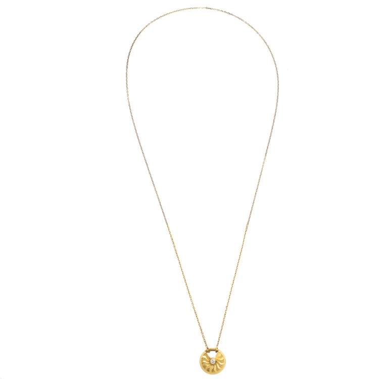 Pre Owned Cartier Amulette de Cartier Diamond Textured 18K Yellow Gold Long Necklace