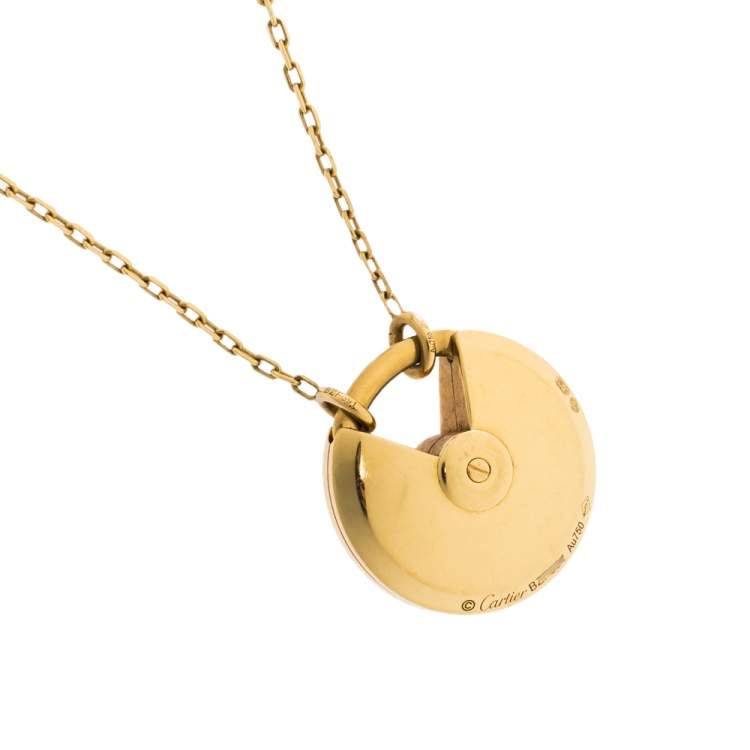 Pre Owned Cartier Amulette de Cartier Diamond Textured 18K Yellow Gold Long Necklace