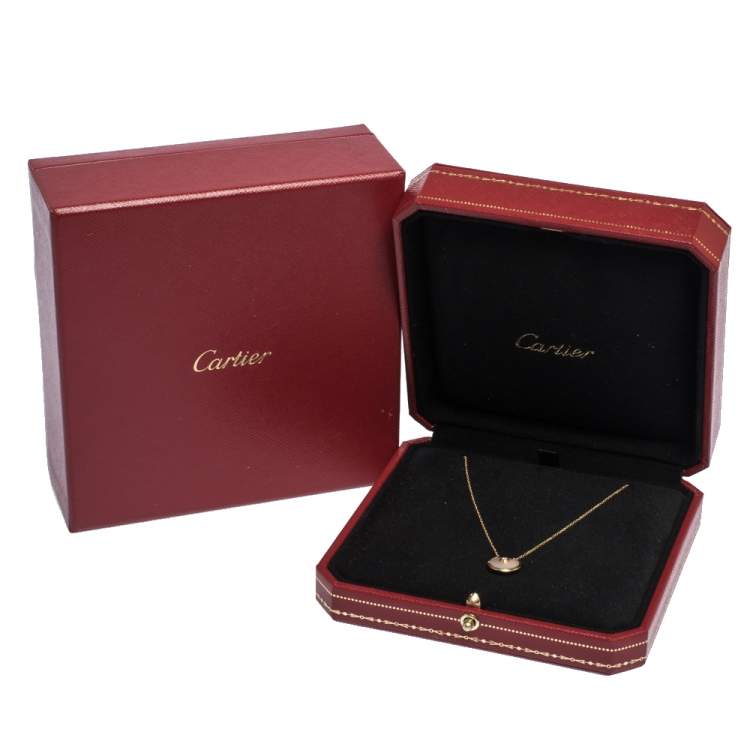 Pre Owned Cartier Amulette De Cartier Mother of Pearl Diamond 18K Yellow Gold Necklace XS