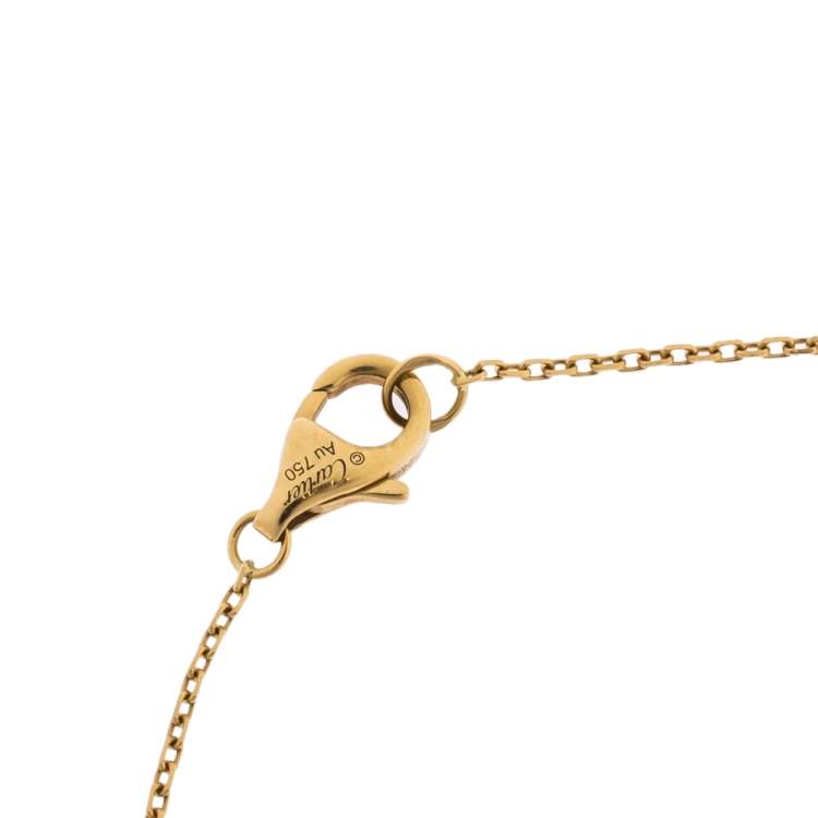 Pre Owned Cartier Amulette De Cartier Mother of Pearl Diamond 18K Yellow Gold Necklace XS