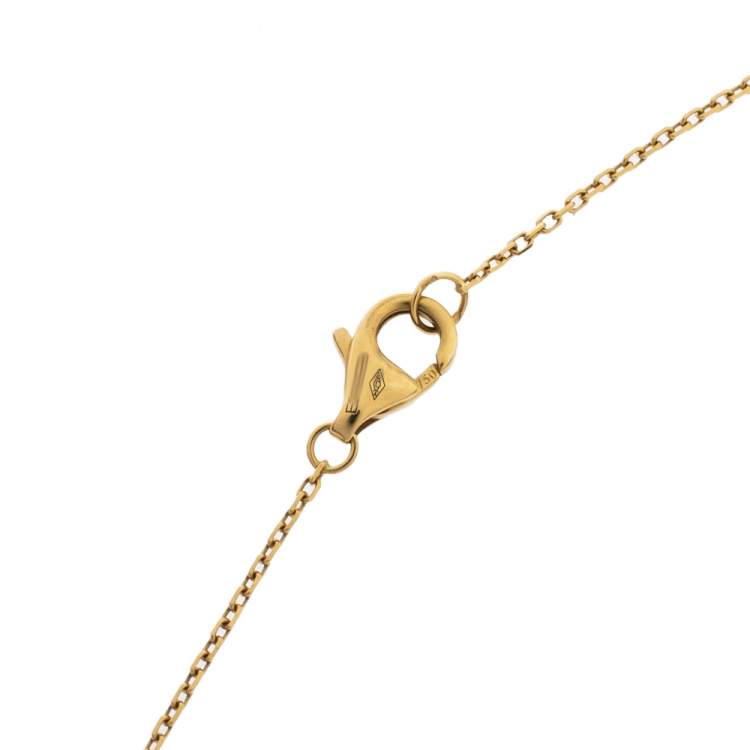 Pre Owned Cartier Amulette De Cartier Mother of Pearl Diamond 18K Yellow Gold Necklace XS