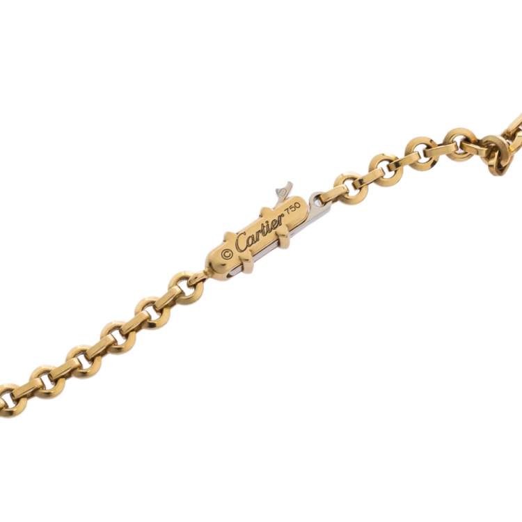Pre Owned Cartier 18K Yellow Gold Flat Round Chain Link Necklace