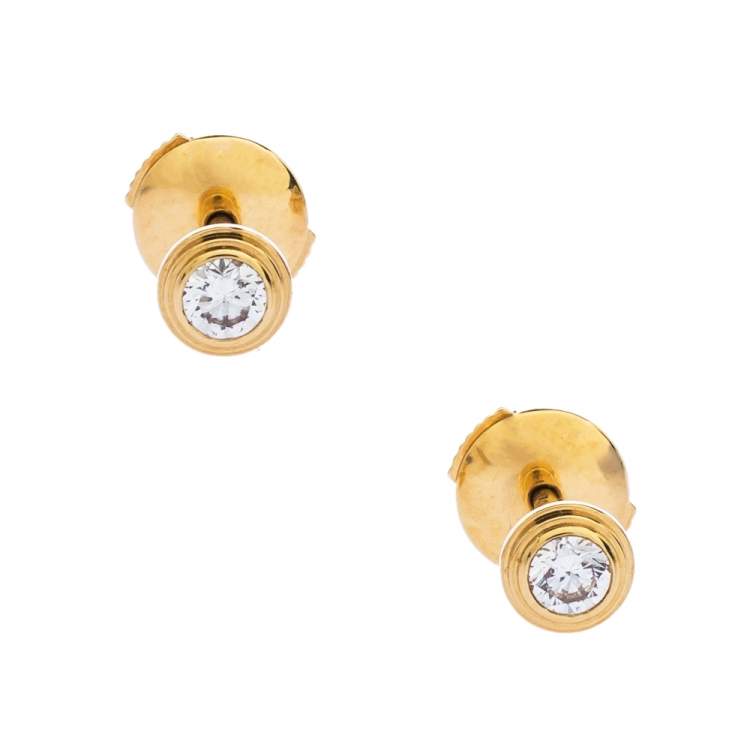 Pre Owned Cartier Diamants Légers Diamond 18K Yellow Gold Stud Earrings