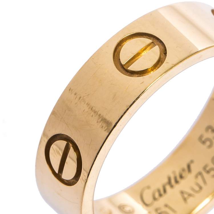 Pre Owned Cartier LOVE 18K Yellow Gold Band Ring 53