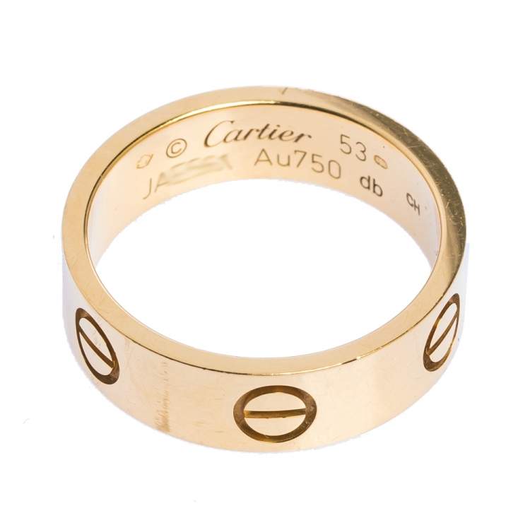 Pre Owned Cartier LOVE 18K Yellow Gold Band Ring 53