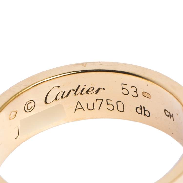 Pre Owned Cartier LOVE 18K Yellow Gold Band Ring 53