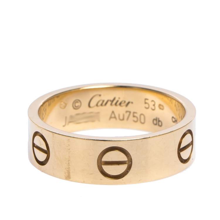 Pre Owned Cartier LOVE 18K Yellow Gold Band Ring 53