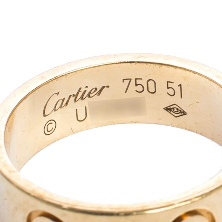 Pre Owned Cartier Love 18K Yellow Gold Band Ring Size 51