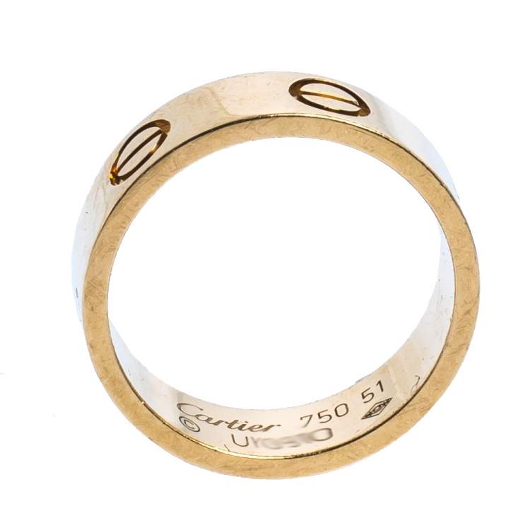 Pre Owned Cartier Love 18K Yellow Gold Band Ring Size 51