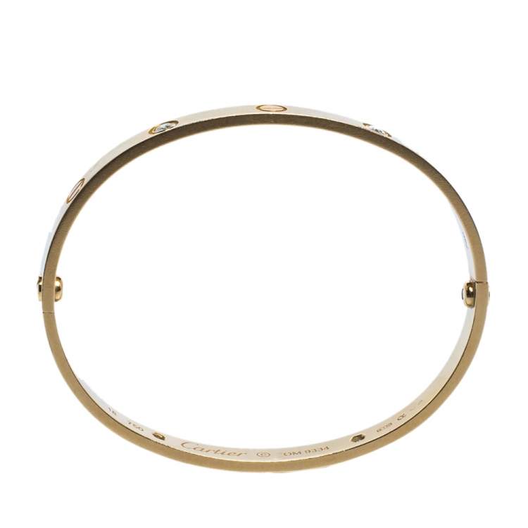 Pre Owned Cartier Love 4 Diamonds 18K Yellow Gold Bracelet 18