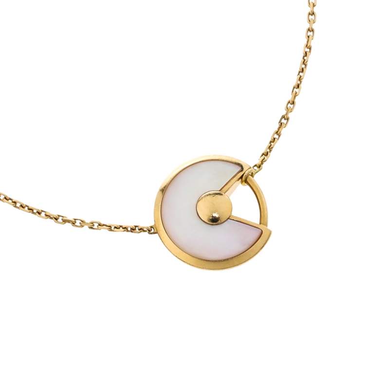 Pre Owned Cartier Amulette De Cartier Mother of Pearl Diamond 18K Yellow Gold Bracelet