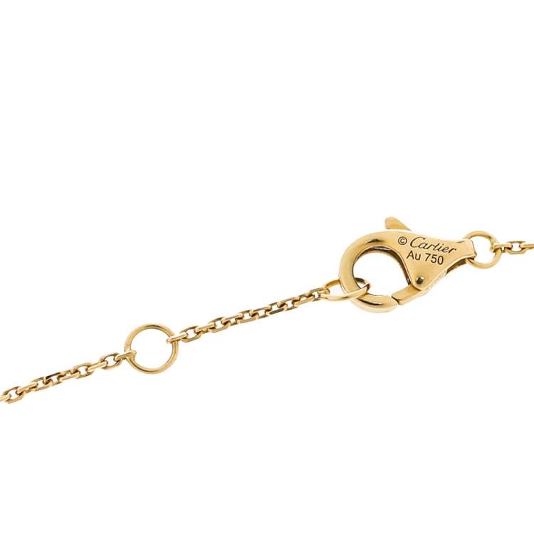 Pre Owned Cartier Amulette De Cartier Mother of Pearl Diamond 18K Yellow Gold Bracelet