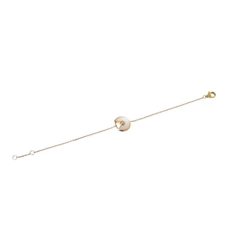 Pre Owned Cartier Amulette De Cartier Mother of Pearl Diamond 18K Yellow Gold Bracelet