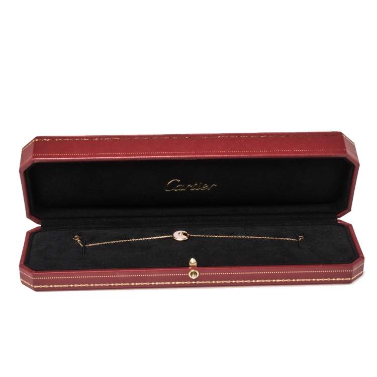 Pre Owned Cartier Amulette de Cartier Diamond Pink Opal 18K Rose Gold Bracelet XS