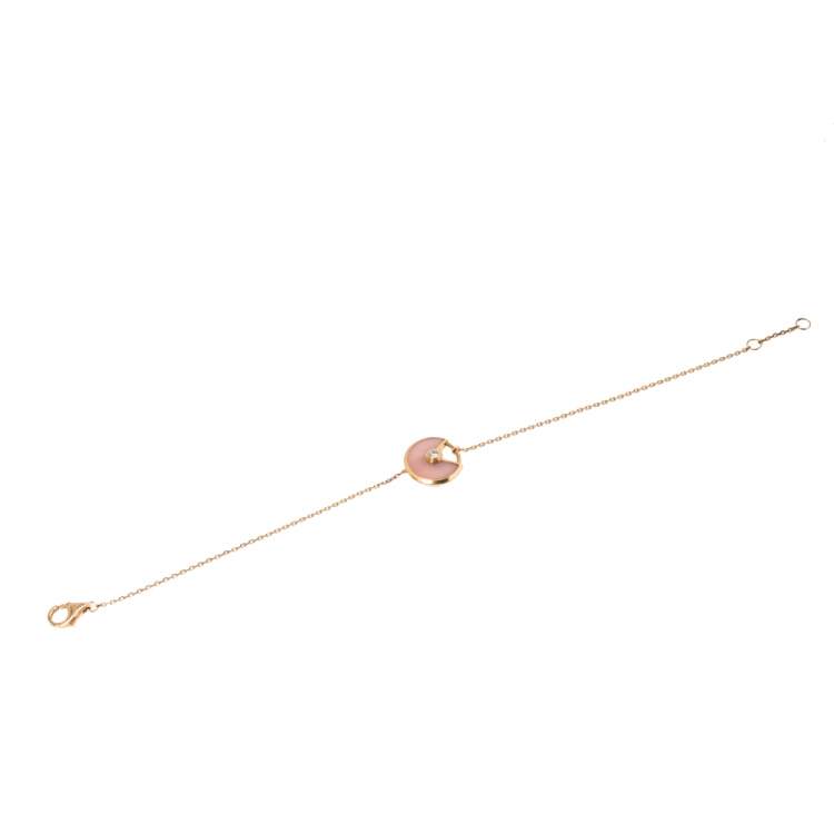 Pre Owned Cartier Amulette de Cartier Diamond Pink Opal 18K Rose Gold Bracelet XS