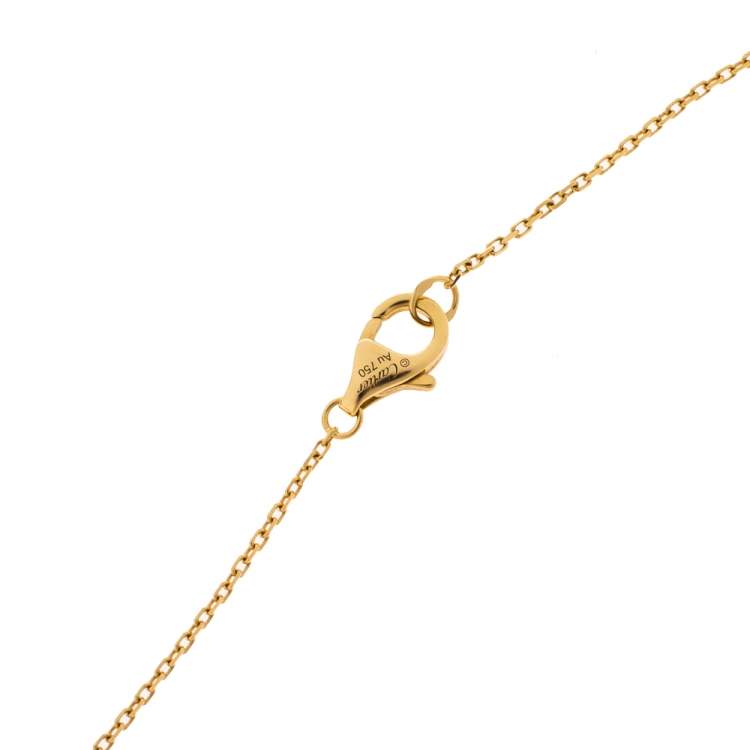 Pre Owned Cartier Amulette De Cartier Diamond Mother of Pearl 18K Yellow Gold Necklace XS