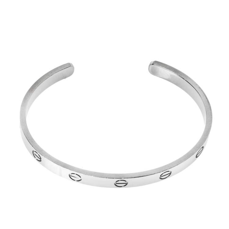 Pre Owned Cartier LOVE 18K White Gold Open Cuff Bracelet 18
