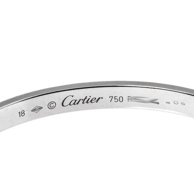 Pre Owned Cartier LOVE 18K White Gold Open Cuff Bracelet 18