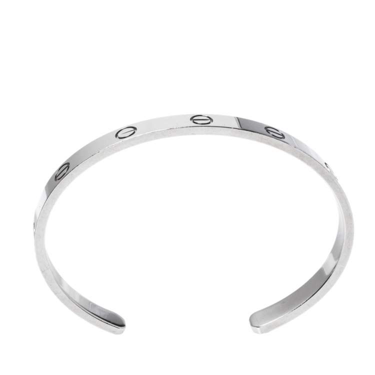 Pre Owned Cartier LOVE 18K White Gold Open Cuff Bracelet 18