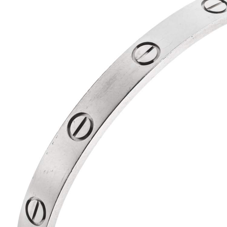 Pre Owned Cartier LOVE 18K White Gold Open Cuff Bracelet 18
