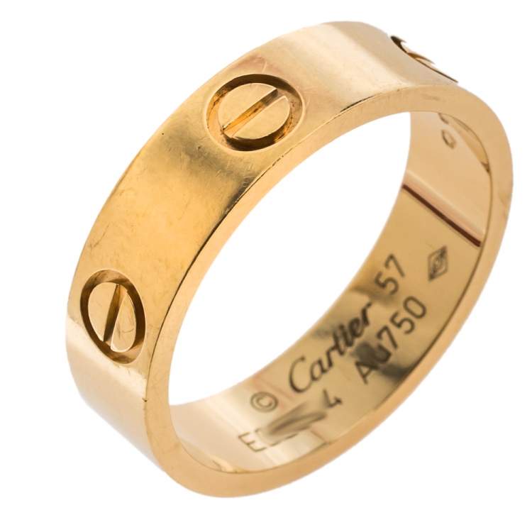 Pre Owned Cartier Love 18K Yellow Gold Ring Size 57