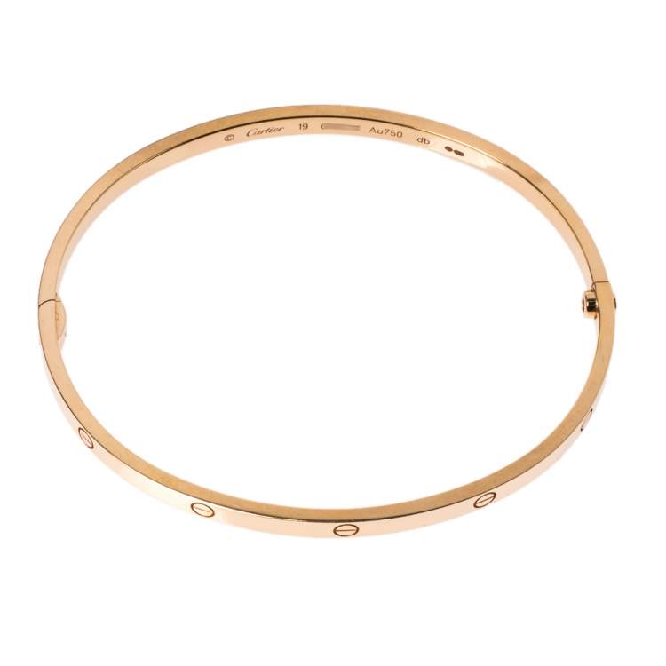 Pre Owned Cartier LOVE 18K Rose Gold Narrow Bangle Bracelet 19