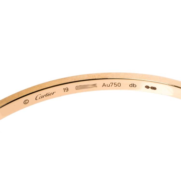 Pre Owned Cartier LOVE 18K Rose Gold Narrow Bangle Bracelet 19