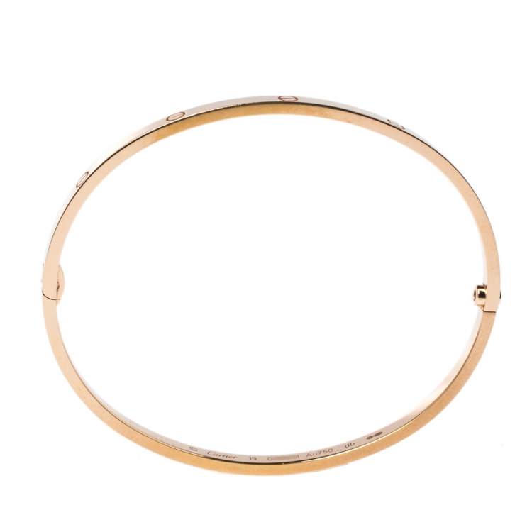 Pre Owned Cartier LOVE 18K Rose Gold Narrow Bangle Bracelet 19