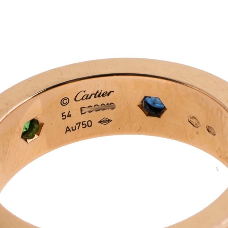 مملوكة مسبقًا Cartier LOVE Multicolor Gemstone 18K Rose Gold Ring 54