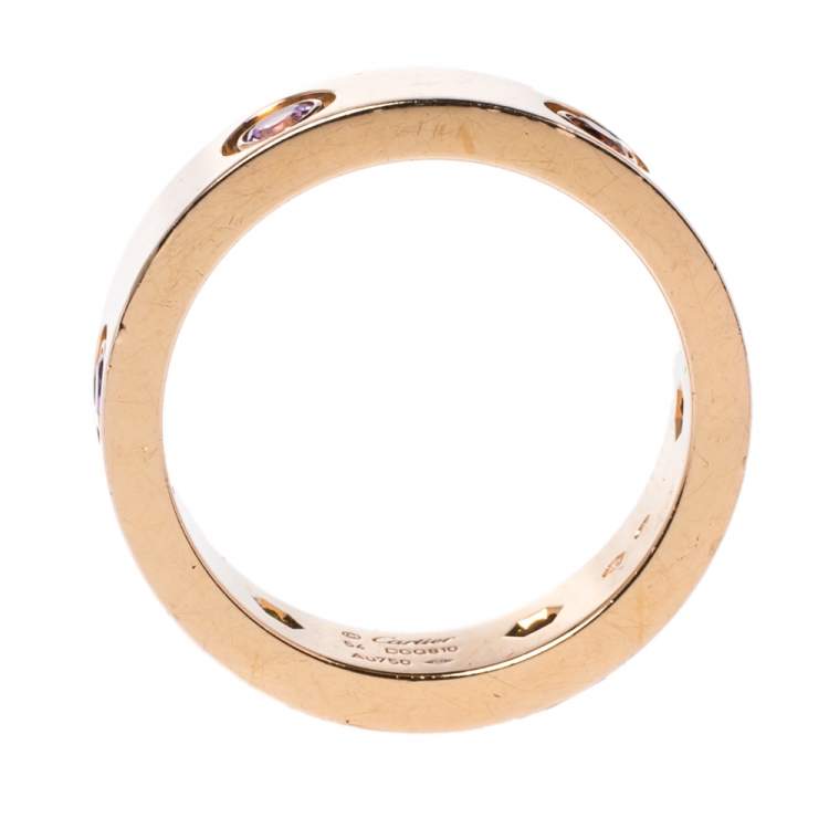 مملوكة مسبقًا Cartier LOVE Multicolor Gemstone 18K Rose Gold Ring 54