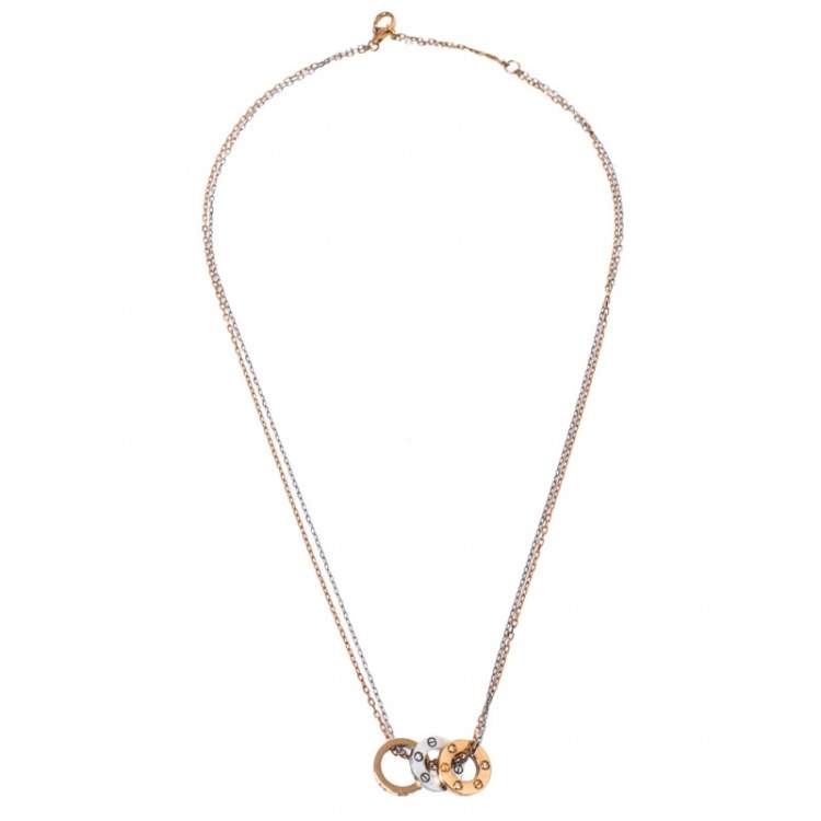 Cartier Love 6 Diamonds 18K Two Tone Gold 3 Circular Charm Necklace at  1stDibs | cartier love necklace 6 diamonds, cartier circle necklace, cartier  love charm