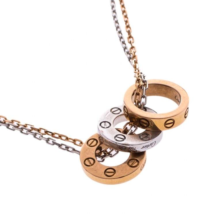 مملوكة مسبقًا Cartier LOVE 6 Diamonds 18K Two Tone Gold Double Strand Necklace