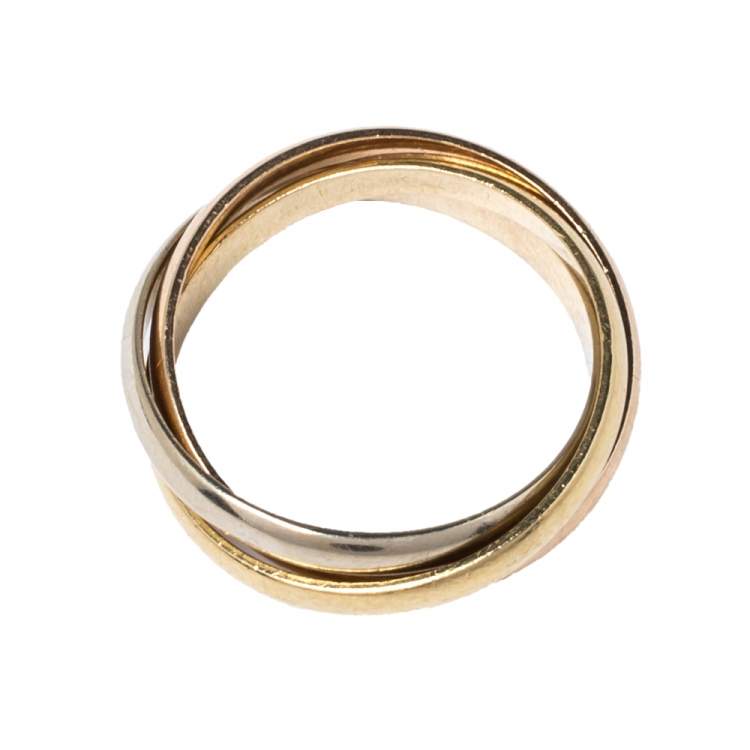 Pre Owned Cartier Trinity De Cartier 18K Three Tone Ring Size 52